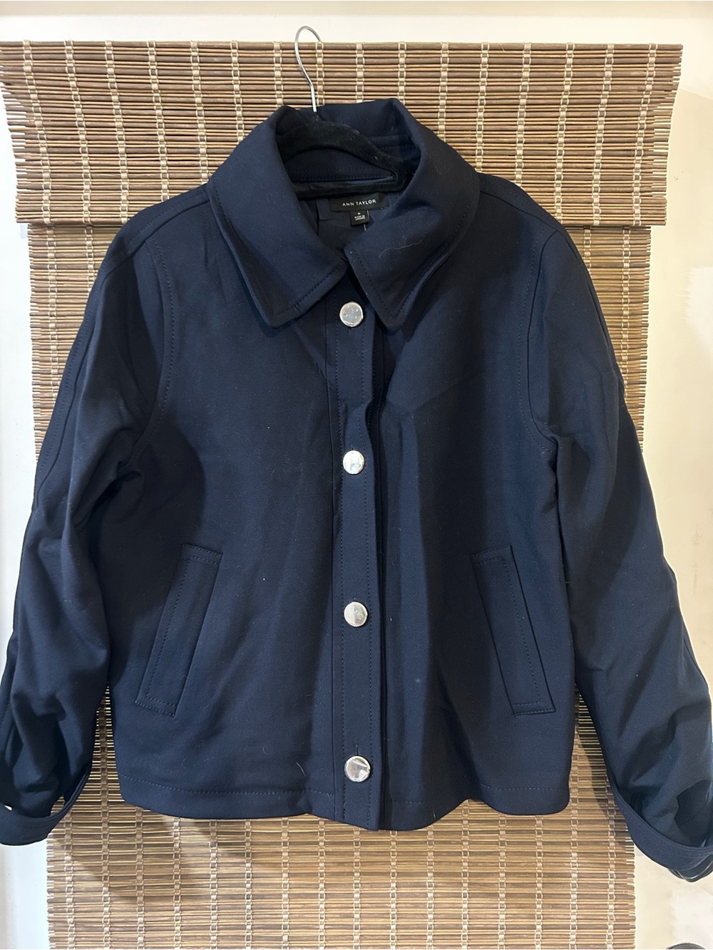 NWT Ann Taylor Navy Button-Front Wool Blend Jacket